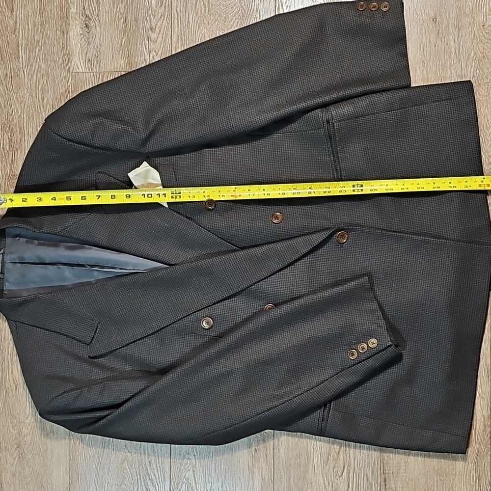 Datti Italy Wool Brown & Black Houndstooth Double Breasted Blazer Jacket 44R - Picture 14 of 16